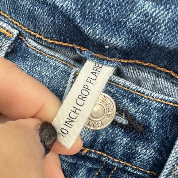 RAG & BONE JEAN 10 Inch Crop Flare Distressed Blue Denim Jeans Size 25 - Picture 4 of 7